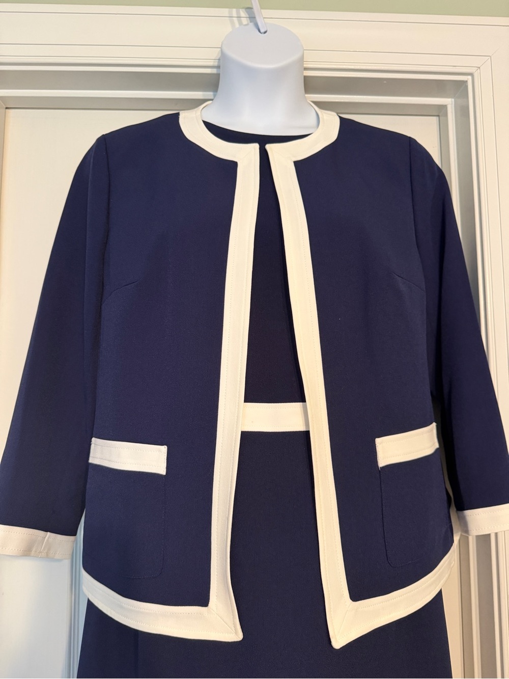 Kasper Navy Jacket with WhiteTrim